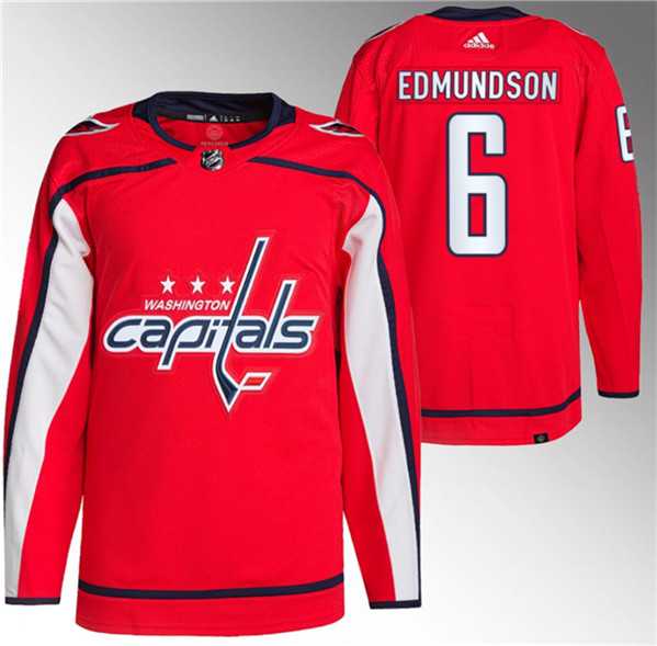 Men%27s Washington Capitals #6 Joel Edmundson Red Stitched Jersey